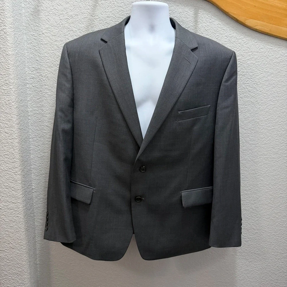 Lauren Ralph Lauren Mens Gray Wool Polyester Blend Suit‎ Jacket Blazer 46S